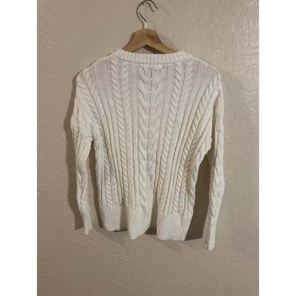 Philosophy Ivory Crewneck Winter Cable Knit Fisherman Sweater - Picture 8 of 8